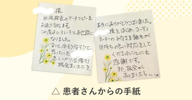 患者さんからの手紙のイメージ