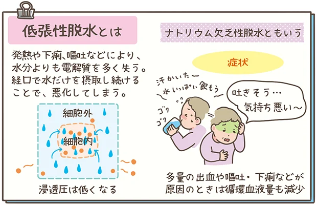 低張性脱水の解説イラスト