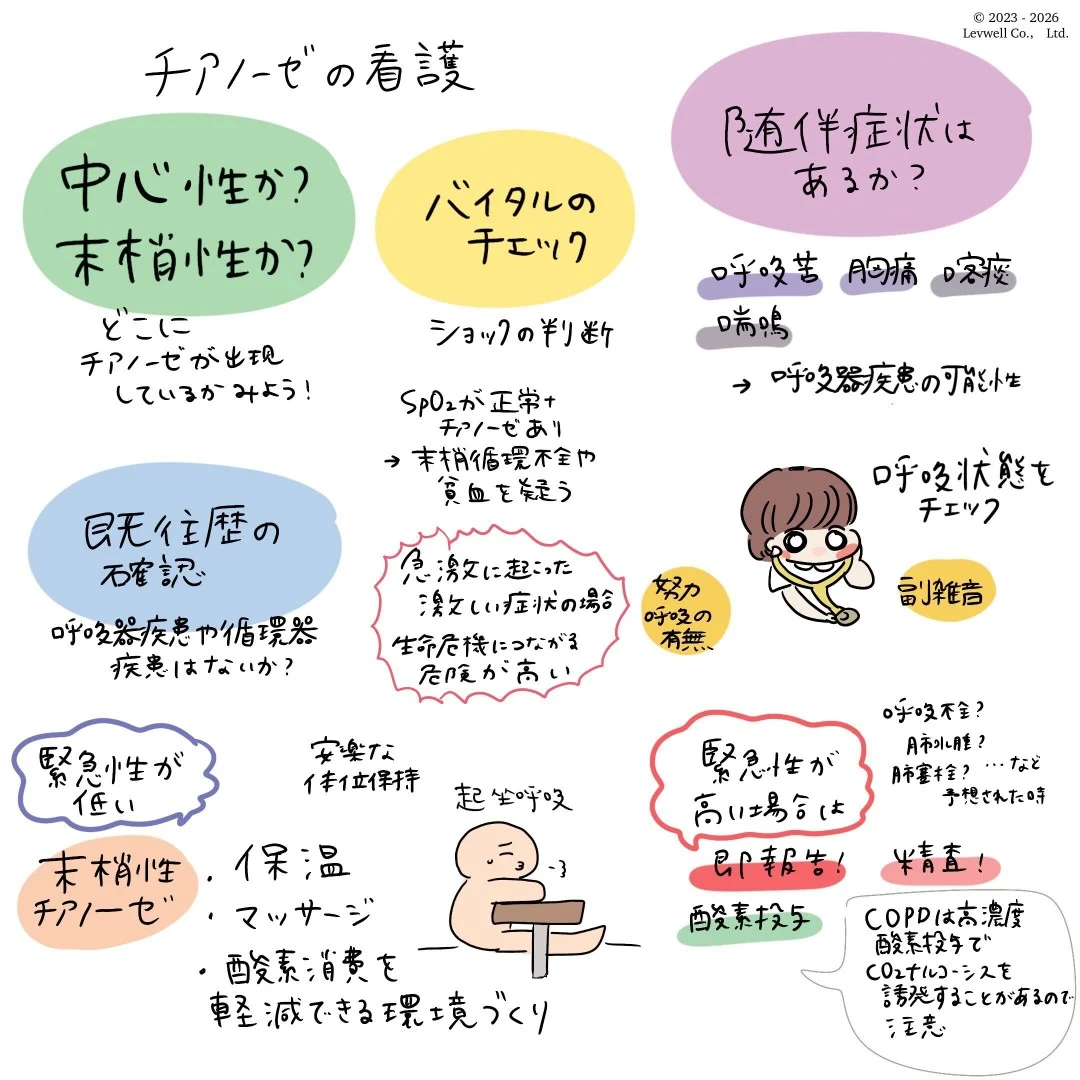 チアノーゼの看護についてのイラスト